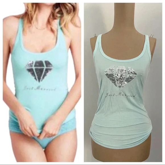 Victoria's Secret Tops - Victoria’s Secret bling “just married” racer back tank top